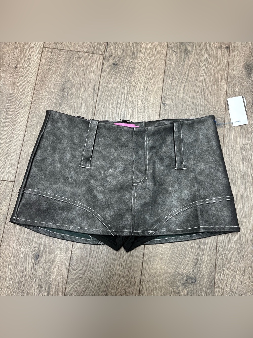 Faux leather gray mini skirt